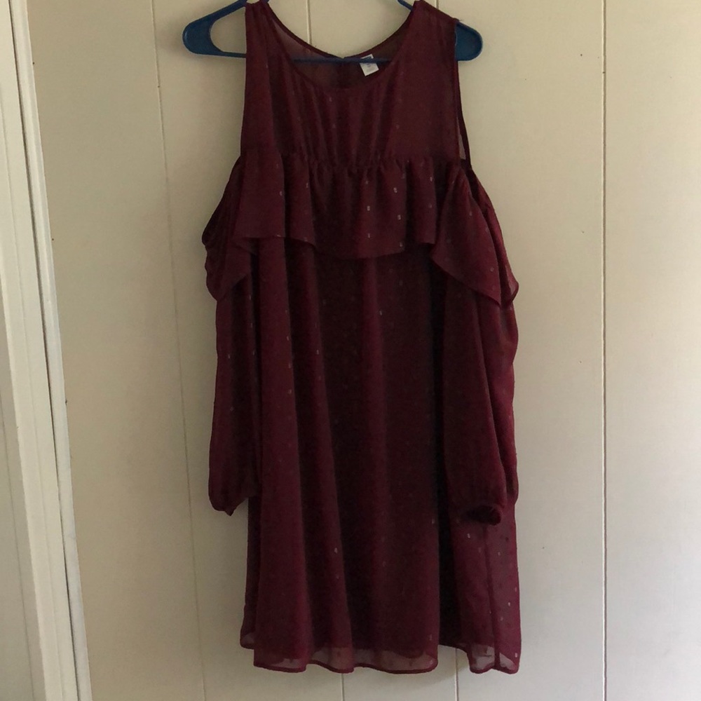 Old Navy Maroon Off the shoulder long sleeve Dress